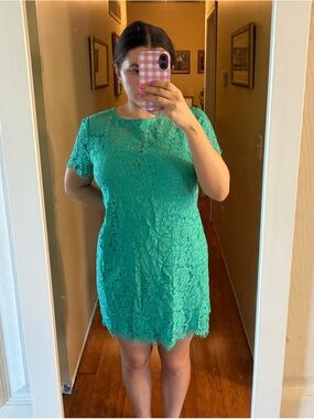 Teal Lace Shift Dress